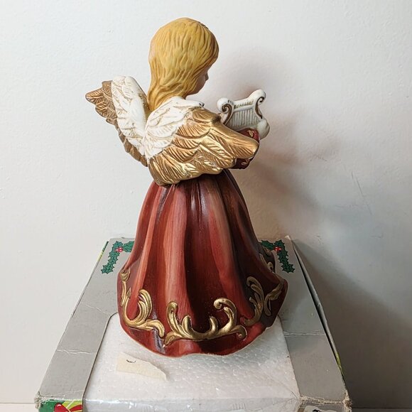 Vtg Spinning Musical Angel Figurine Bisque Porcelain White Christmas Works Box - Picture 3 of 10